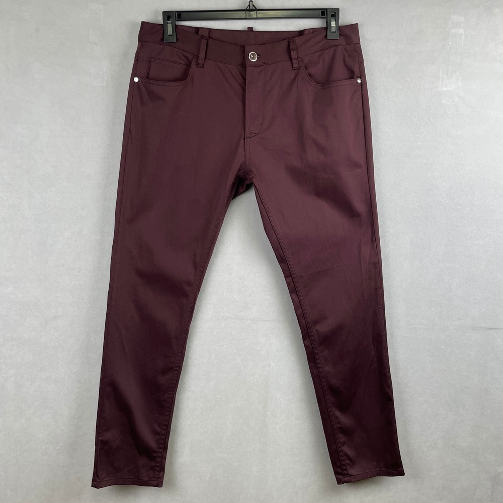 Zara Man Basic Collection Burgundy Slim Five Pocket Pants Mens USA 34 Euro Sleek